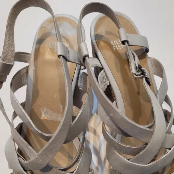 Eileen Fisher Light Blue Leather Sandals Size 9.5