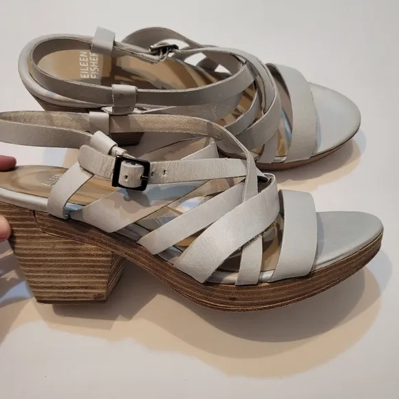 Eileen Fisher Light Blue Leather Sandals Size 9.5