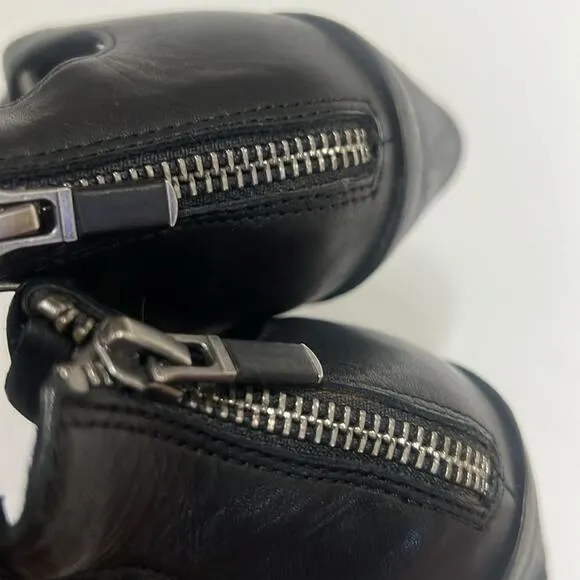 EILEEN FISHER LOU BLACK LEATHER BACKZIP FRONT LACE LOOP SANDALS SIZE 39‎