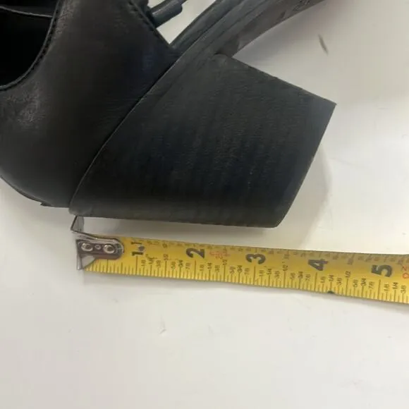 EILEEN FISHER LOU BLACK LEATHER BACKZIP FRONT LACE LOOP SANDALS SIZE 39‎