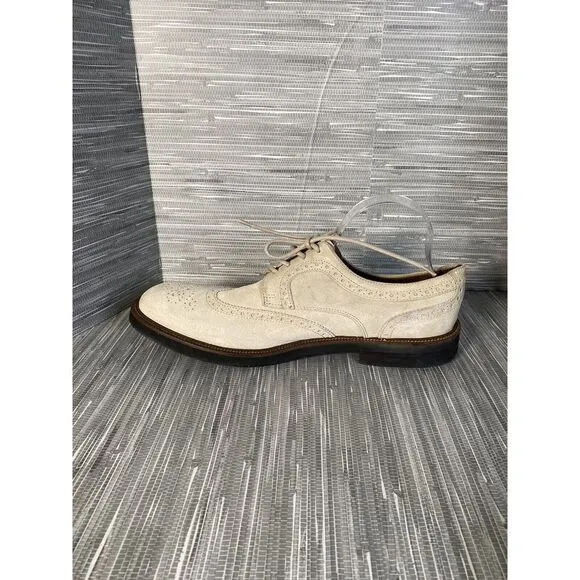 Eleventy Men's Lace Up‎ Suede Dress Shoes Cream Tan Size US 12 EU 46