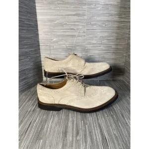 Eleventy Men's Lace Up‎ Suede Dress Shoes Cream Tan Size US 12 EU 46