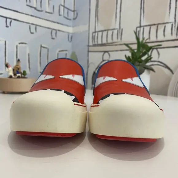 Fendi monster motif leather loafer sneakers