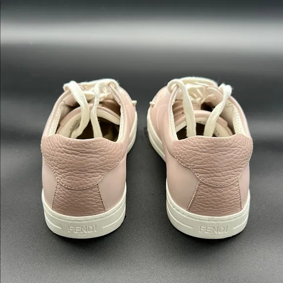 Fendi Women's Pink Sneakers Gold Vitello Vitello St Daino Size 37.5