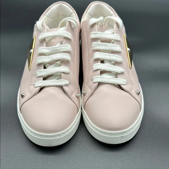Fendi Women's Pink Sneakers Gold Vitello Vitello St Daino Size 37.5
