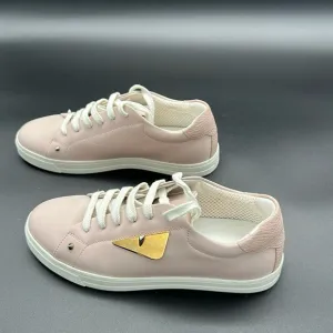 Fendi Women's Pink Sneakers Gold Vitello Vitello St Daino Size 37.5