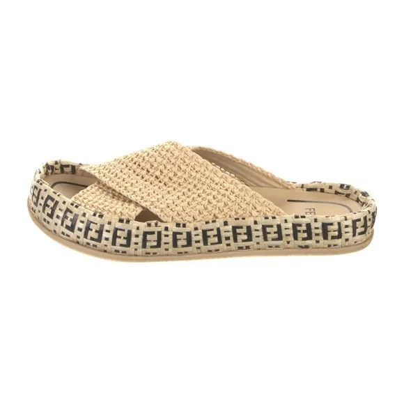 Fendi Women's Zucca FF logo Raffia Sandals