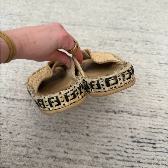 Fendi Women's Zucca FF logo Raffia Sandals