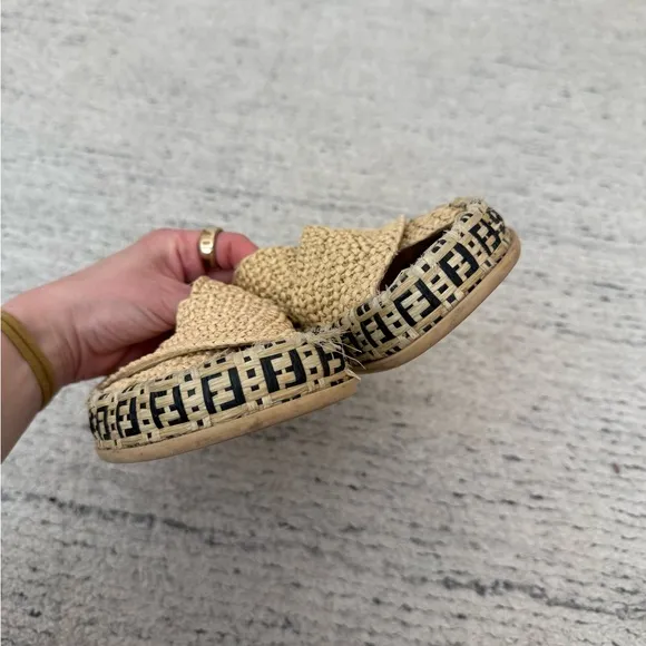 Fendi Women's Zucca FF logo Raffia Sandals