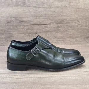 Fertini Men's Sz 44 US 10 Green Black Leather Monkstrap Dress Shoes (MSRP $375)