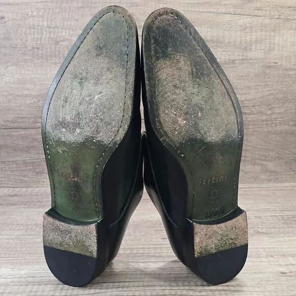Fertini Men's Sz 44 US 10 Green Black Leather Monkstrap Dress Shoes (MSRP $375)