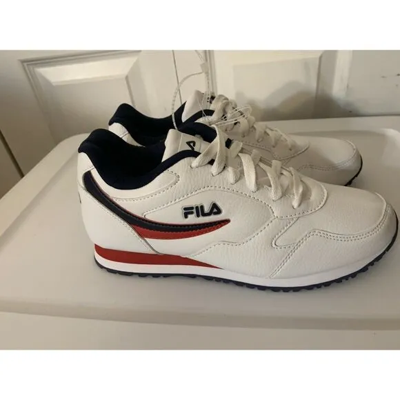 Fila Men's Sz 8 A-Low White Red White Blue‎ Sneakers Shoes