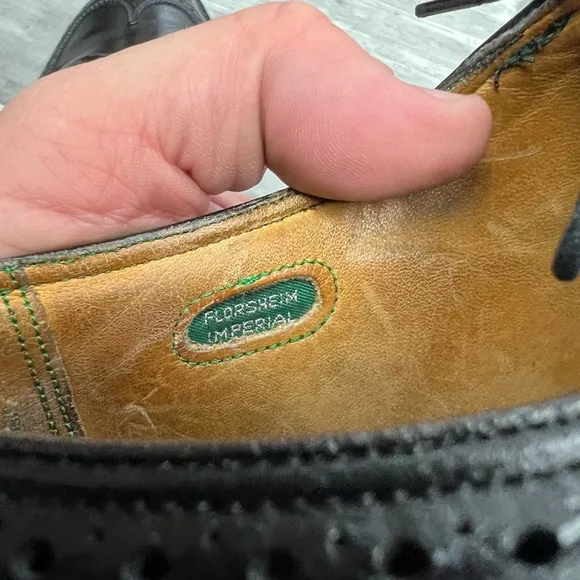 Florsheim Imperial 92604 Black Kenmoor Longwing Wingtips 10.5 C
