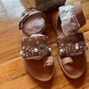 Free People Sun Peaks Embellished Sandals in Sandbar 37 New