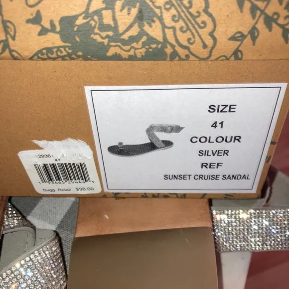 Free People Sunset Cruise Sandals Silver Rhinestone Sz 41 New In Box