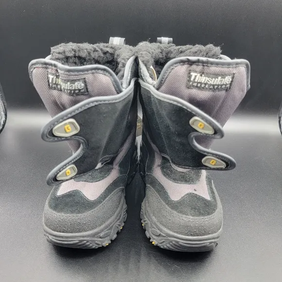 Gap Little Kids Snow Boots Sz 13 Black Grey Yellow 3M Thinsulate Insulation New