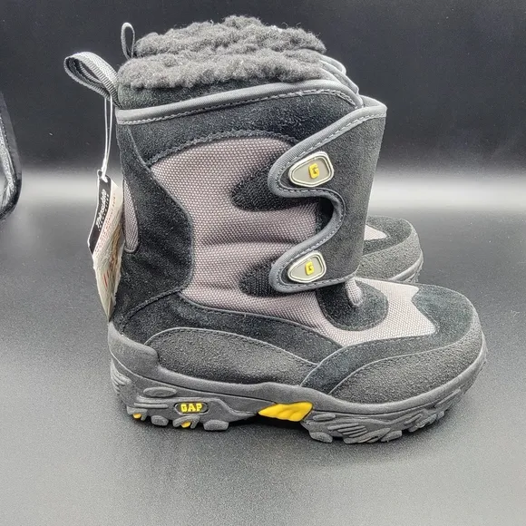 Gap Little Kids Snow Boots Sz 13 Black Grey Yellow 3M Thinsulate Insulation New