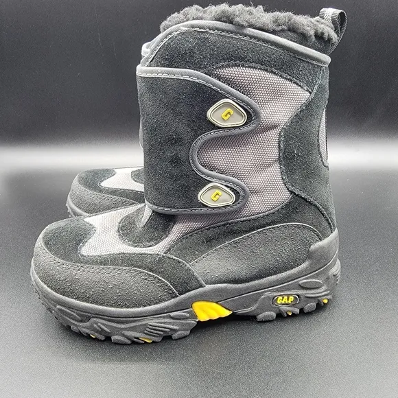Gap Little Kids Snow Boots Sz 13 Black Grey Yellow 3M Thinsulate Insulation New