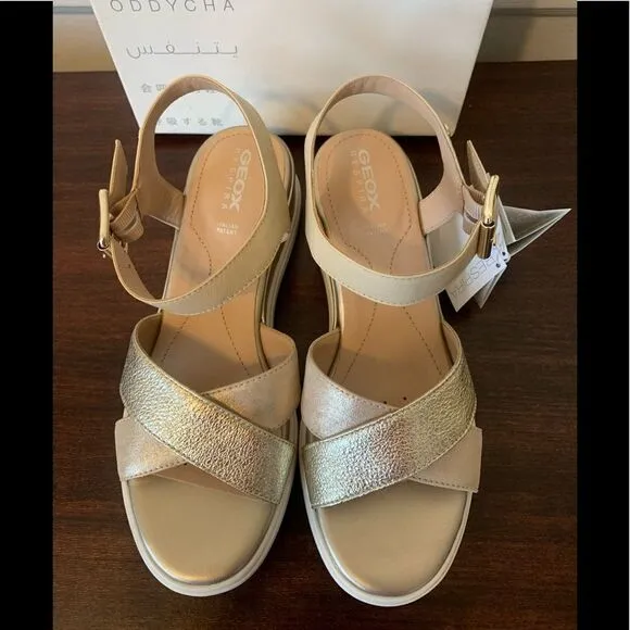 Geox leather piss  lightweight waterproof wedge  sandal size  9 and 10,5