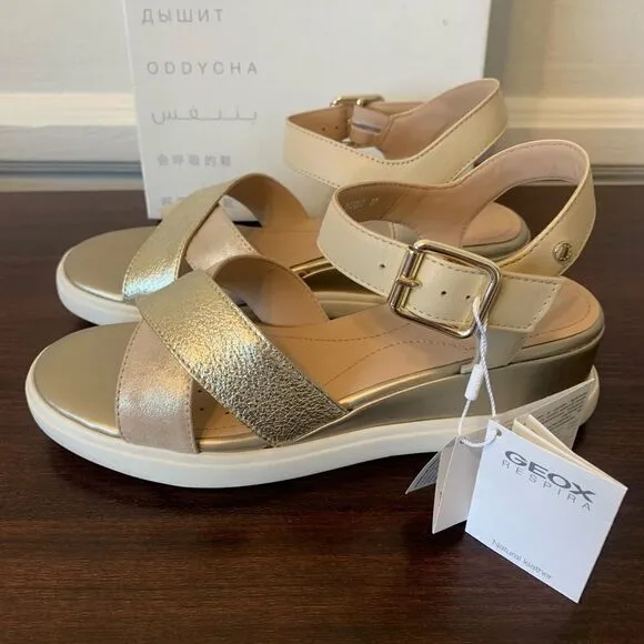 Geox leather piss  lightweight waterproof wedge  sandal size  9 and 10,5