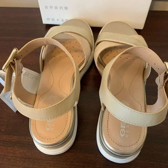 Geox leather piss  lightweight waterproof wedge  sandal size  9 and 10,5