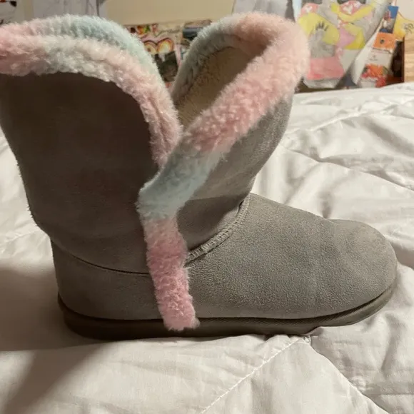 Gray and Pink Rain and Snow Boots