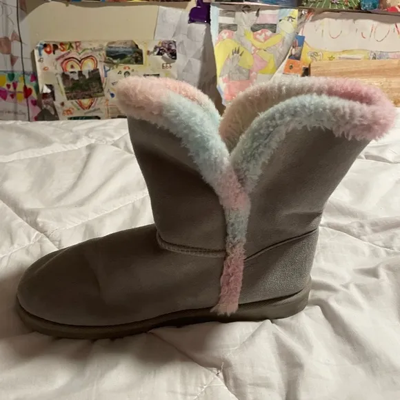 Gray and Pink Rain and Snow Boots
