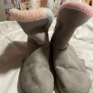 Gray and Pink Rain and Snow Boots
