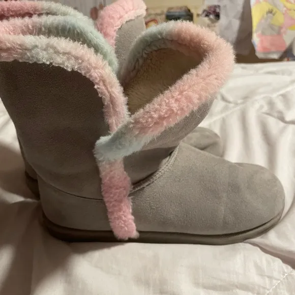 Gray and Pink Rain and Snow Boots