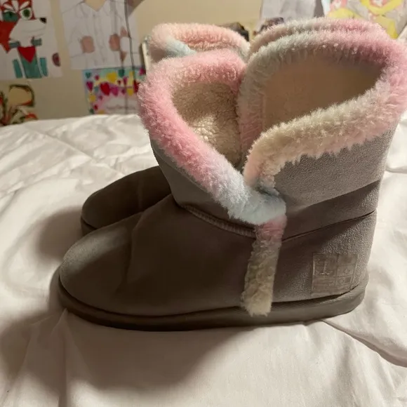Gray and Pink Rain and Snow Boots