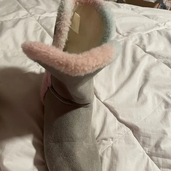 Gray and Pink Rain and Snow Boots