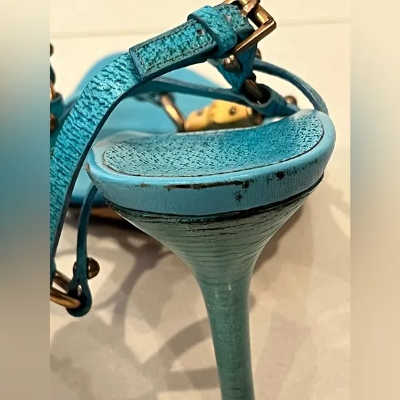 Gucci vintage Turquose Bamboo Heeled Sandals
