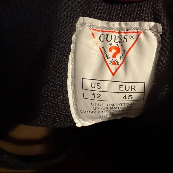 GUESS MENS STYLE GMAATTO-R SHOES Faux-leather Sneakers BLACK BROWN US SIZE 12