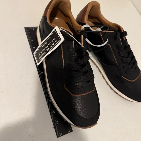 GUESS MENS STYLE GMAATTO-R SHOES Faux-leather Sneakers BLACK BROWN US SIZE 12