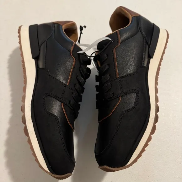 GUESS MENS STYLE GMAATTO-R SHOES Faux-leather Sneakers BLACK BROWN US SIZE 12
