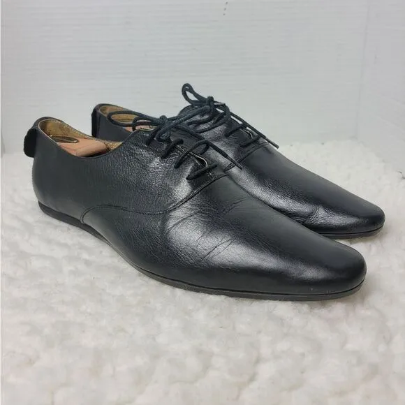 H By Hudson Oxford Mens Shoes Size 10 Black  Leather Lace Up Dress Almond To