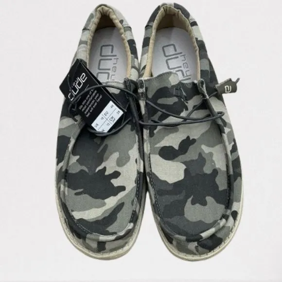 Hey Dude NEW Men's Wally Camouflage Canvas Slip On Lace Up Casual Shoes Size 14