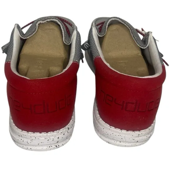Hey Dude Wally Sox Funk White, Grey, and Red  Casual Shoes Men' US Size 13
