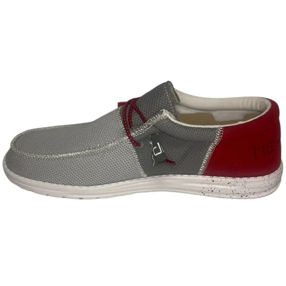 Hey Dude Wally Sox Funk White, Grey, and Red  Casual Shoes Men' US Size 13
