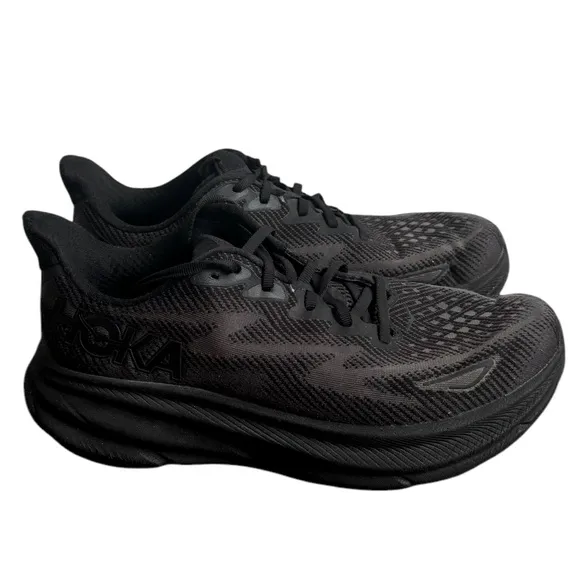 Hoka Clifton 9 Black Athletic Running Shoe Mens Size US 9.5D