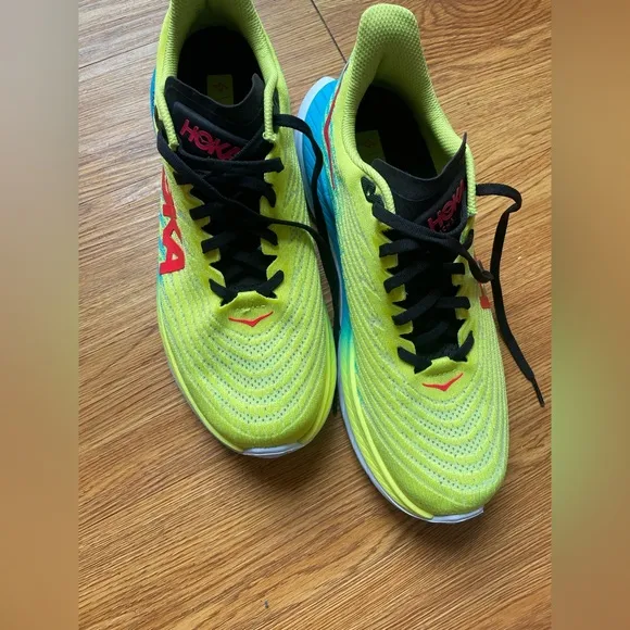 HOKA Men's Yellow and Blue Running Shoes
