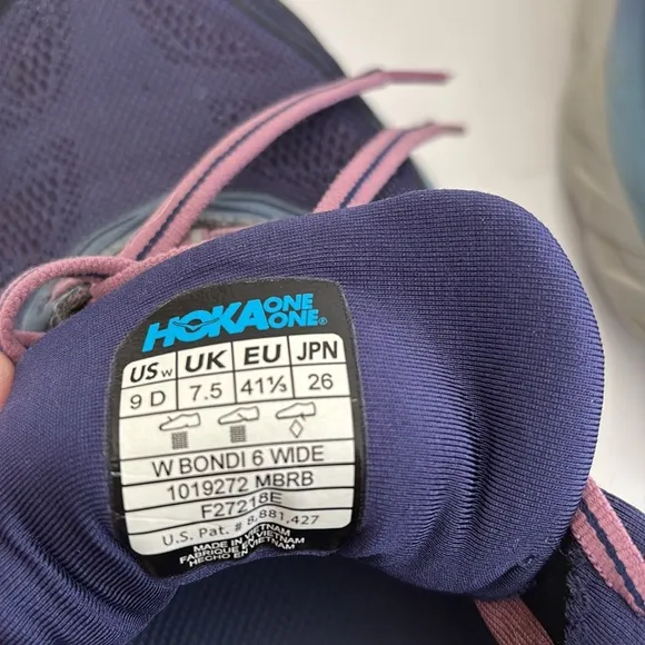 Hoka One‎ One Bondi 6 Marlin Purple Pink Running Sneakers Shoes Women’s Size 9D