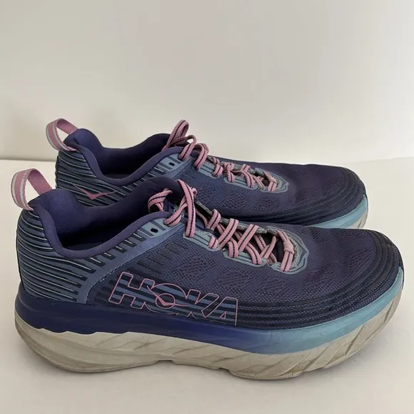 Hoka One‎ One Bondi 6 Marlin Purple Pink Running Sneakers Shoes Women’s Size 9D