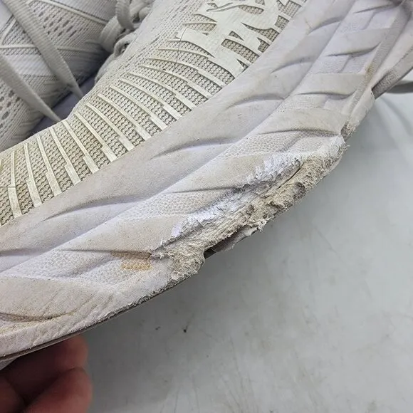 Hoka One One Bondi 7 Womens 7.5 Triple White Athletic Running Shoes Walking