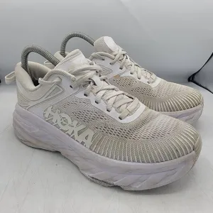 Hoka One One Bondi 7 Womens 7.5 Triple White Athletic Running Shoes Walking