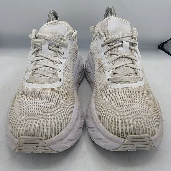 Hoka One One Bondi 7 Womens 7.5 Triple White Athletic Running Shoes Walking
