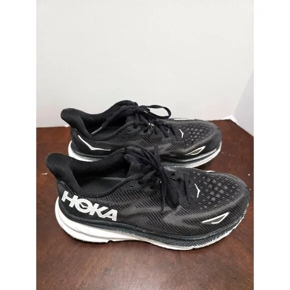 HOKA ONE ONE Clifton 9 Black Athletic Running Shoes Men's Cushioned Performance