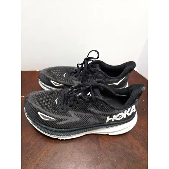 HOKA ONE ONE Clifton 9 Black Athletic Running Shoes Men's Cushioned Performance