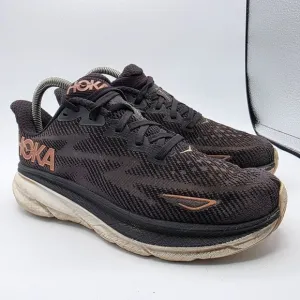 Hoka One One Clifton 9 Womens Size 8 B Black Athletic Shoes Running Walking