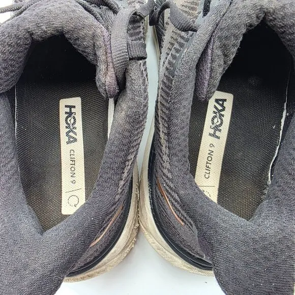 Hoka One One Clifton 9 Womens Size 8 B Black Athletic Shoes Running Walking